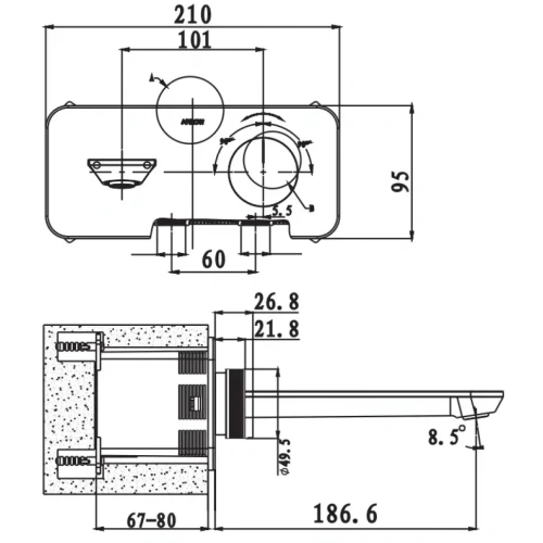 Смеситель Arrow ARM12872CP встраиваемый в стену хром - фото 5