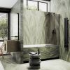 Душевая шторка на ванну Maybah Glass MGV-125-6у 35х140 стекло тонированное профиль черный ориентация универсальная