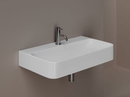 Раковина из сантехнического фарфора Ceramica Nova AURA CN2006 80х50 подвесная цвет белый 1 отверстие под смеситель