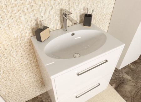 Раковина из искусственного камня Эстет Вегас ФР-00014921 60х50 накладная цвет белый 1 отверстие под смеситель