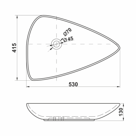 Раковина из сантехнического фарфора Melana 320366-805 50х40 накладная цвет белый без отверстий под смеситель