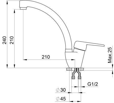 Смеситель для кухни Granula 2024, ЧЁРНЫЙ на мойку черный