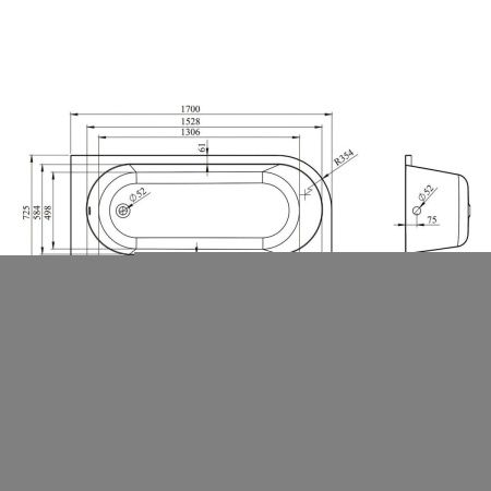 Ванна акриловая Lavinia Boho Art II 3713170R 170х75 пристенная асимметричная без каркаса