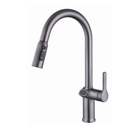 Смеситель для кухни Knotlor KN-100/GM на мойку вороненая сталь