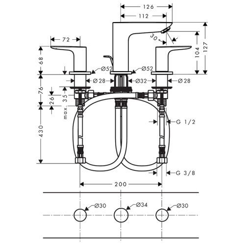 Смеситель Hansgrohe Talis E 71733140 на раковину бронза - фото 2