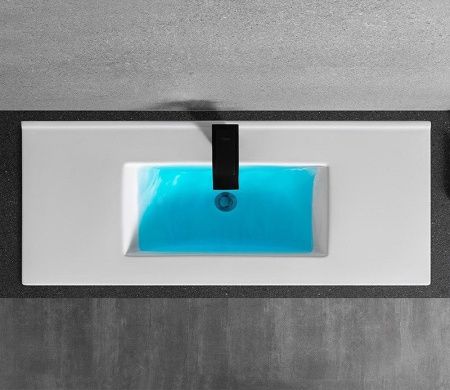 Раковина из сантехнического фаянса CeramaLux YJ803-80 80х40 встраиваемая цвет белый 1 отверстие под смеситель