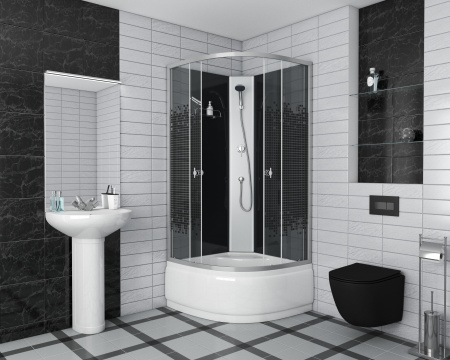 Душевая кабина Niagara Eco 75081454BK 90х90 четверть круга без крыши ориентация универсальная