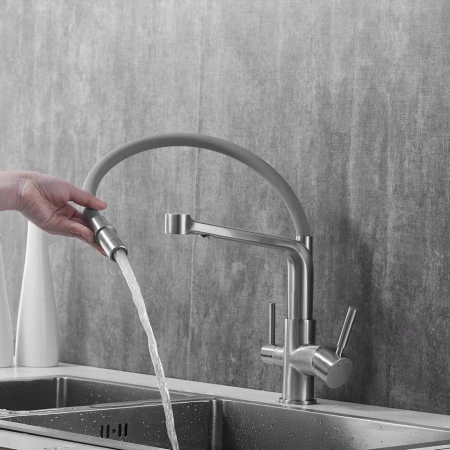 Смеситель для кухни Rose R658L на мойку сатин