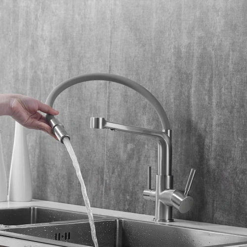 Смеситель для кухни Rose R658L на мойку сатин - фото 5