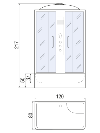 Душевая кабина River SENA 10000001578 120х80 прямоугольная с крышей ориентация универсальная