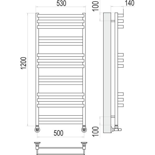 Полотенцесушитель водяной Terminus 4630080268395 55х120 хром - фото 3