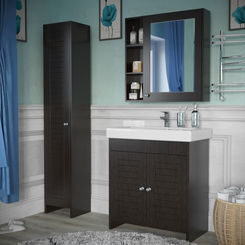 Зеркало-шкаф Stella Polar Монтоне SP-00000158 80х15х80 подвесной цвет венге - фото 3