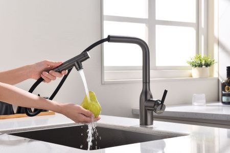 Смеситель для кухни Paulmark VIPER Vi213105-GM на мойку серый