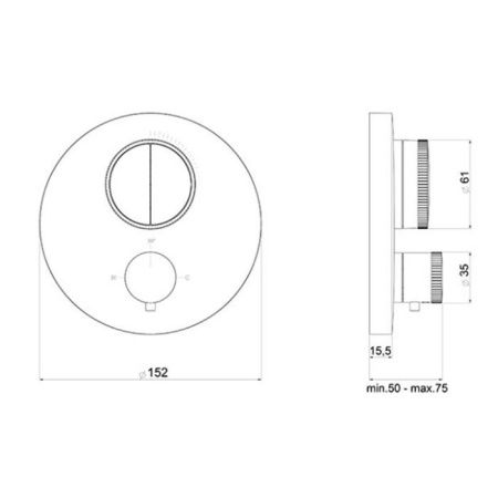 Смеситель для душа Almar Core E176632.CR встраиваемый в стену хром (внешняя часть) с термостатом