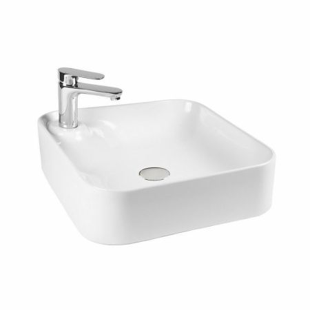 Раковина из сантехнического фарфора Bond Cube S04-430 40х40 накладная цвет белый 1 отверстие под смеситель