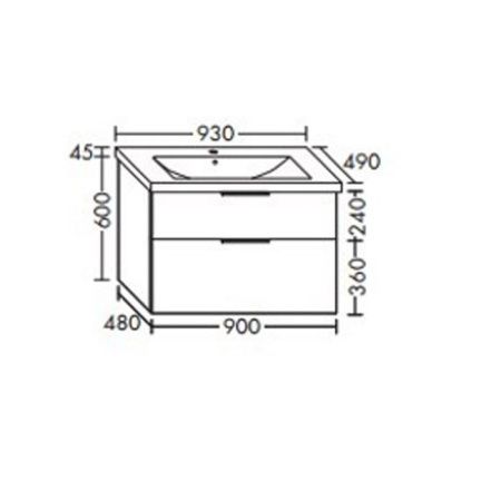 Тумба с раковиной Burgbad Eqio SEYQ093F2010C001*1 90х50 подвесная цвет серый