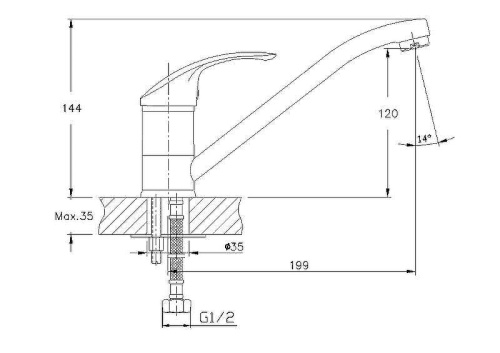 Cмеситель Haiba HB4836 на мойку хром - фото 2