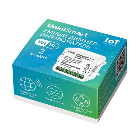 Умный диммер-выключатель Wi-Fi Uniel UCH-A302 2C/DIM/WF WHITE