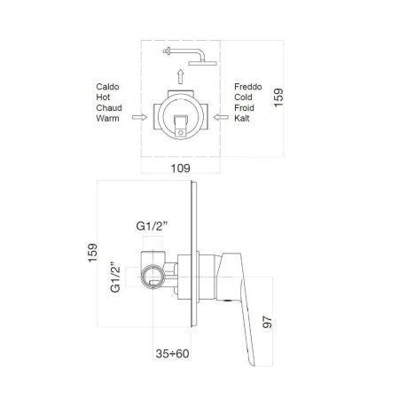 Смеситель для ванны и душа Webert Sax Evolution SE880101560 встраиваемый в стену черный
