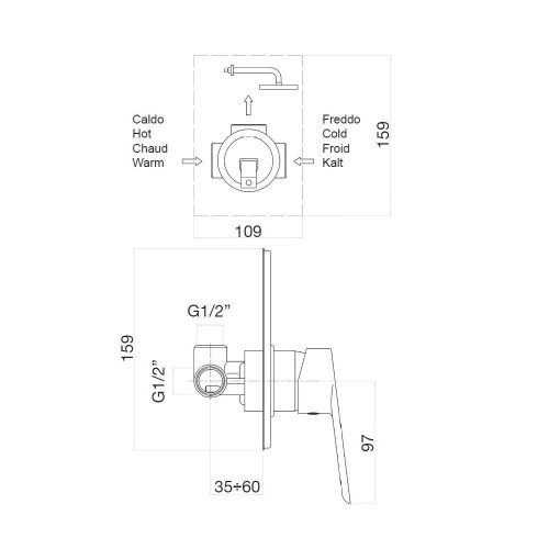 Смеситель для ванны и душа Webert Sax Evolution SE880101740 встраиваемый в стену белый - фото 3
