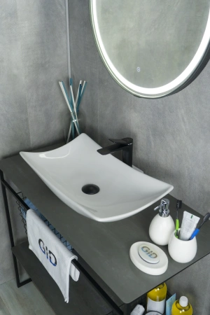 Раковина керамическая Gid Creativo 51129 60х40 накладная цвет белый 1 отверстие под смеситель