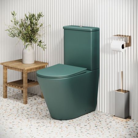 Унитаз напольный с бачком Grossman Color GR-4480OLMS зеленый с сиденьем безободковый каскадный смыв