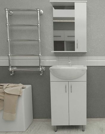 Тумба с раковиной Orange Лайт LA-50TUW+RA 50х40 напольная цвет белый