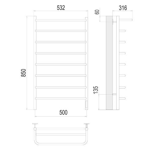 Полотенцесушитель Terminus 4670078524836 53х85 электрический хром - фото 3
