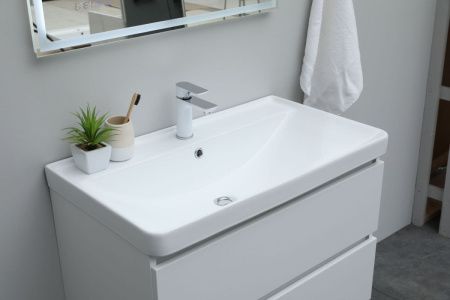 Раковина керамическая Aquanet Ирис 00301805 80х50 полувстраиваемая цвет белый 1 отверстие под смеситель