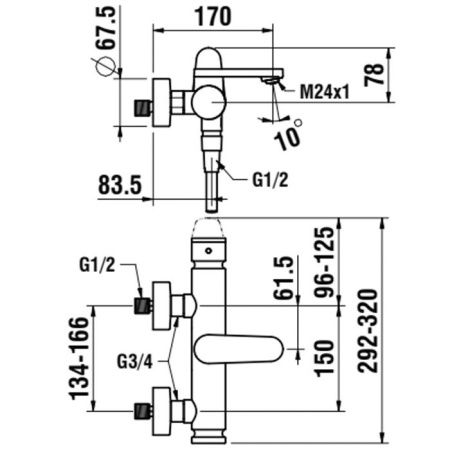 Смеситель для ванны Laufen The New Classic HF900560100600 настенный хром