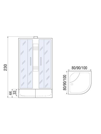 Душевая кабина River NARA 10000006212 100х100 четверть круга с крышей ориентация универсальная