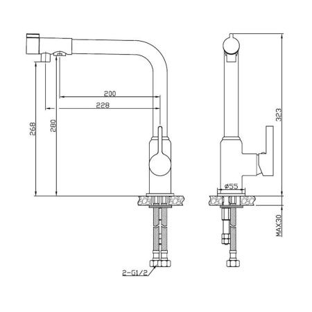 Смеситель для кухни Esko Kitchen K23 на мойку хром