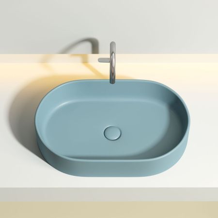 Раковина из сантехнического фарфора Ceramica Nova ELEMENT CN6048MLG 60х40 накладная цвет зеленый без отверстий под смеситель
