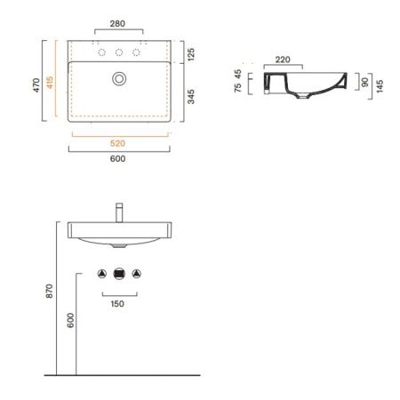 Раковина керамическая Catalano Green 420600001 60 см подвесная цвет белый без отверстий под смеситель