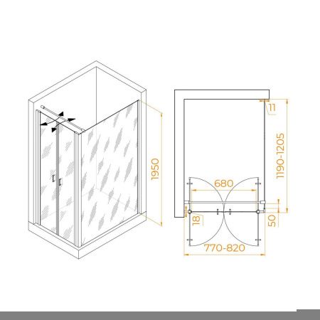 Душевой уголок RGW Passage 060814482-011 120х80 стекло прозрачное профиль хром без поддона