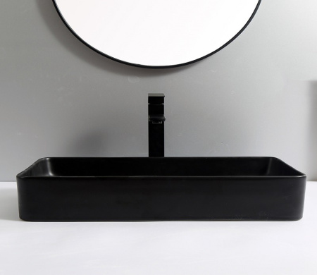 Раковина CeramaLux 9396MB 61х40 накладная цвет черный матовый