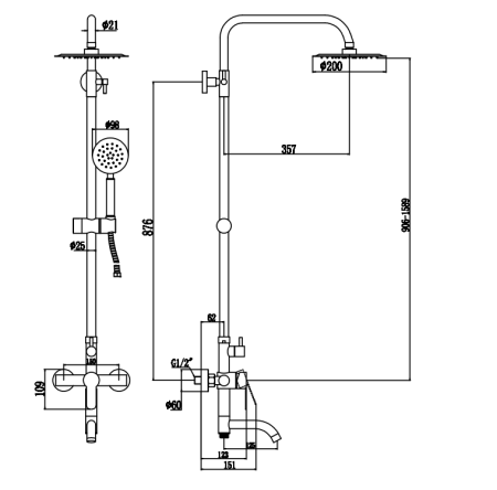 Душевая стойка Fmark FS8245C настенная цвет бронза