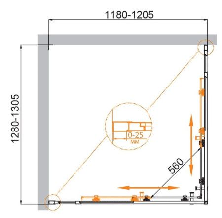 Душевой уголок Cezares MOLVENO MOLVENO-AH-22-130/120-C-BORO-IV 130х120 стекло прозрачное профиль золото без поддона