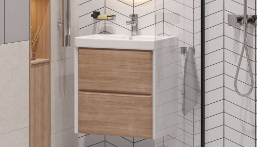 Тумба под раковину Velvex GESSO tpGES.60.2Y-25.21 59х39х59 подвесная цвет белый/дуб сонома - фото 3