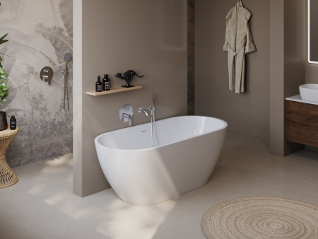 Ванна акриловая BelBagno UNO BB701-1650-750-K 165х75 отдельностоящая овальная с ножками