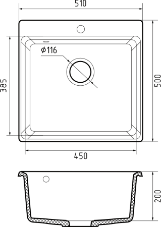 Кухонная мойка Granfest Level LV-510 терракот 51х50 цвет коричневый поверхность матовая