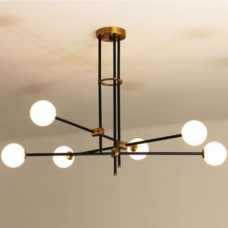 Люстра на штанге Delight Collection Bistro Globe (Бистро Глобе) 9389P/6 black/gold