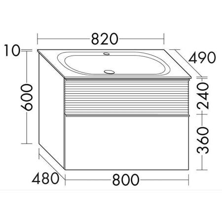 Тумба с раковиной Burgbad Fiumo SFXN082F3958FOT52G0200C0001*1 80х50 подвесная цвет коричневый/серый