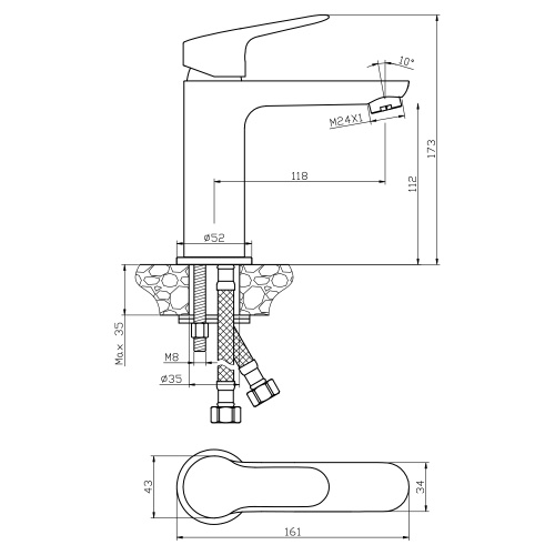 Смеситель WesnaArt Tis TIS21-210 на раковину хром - фото 2