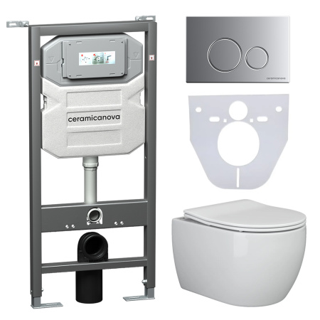 Инсталляция с кнопкой + унитаз + шумоизоляция Ceramica Nova CN3001_1001M_1000