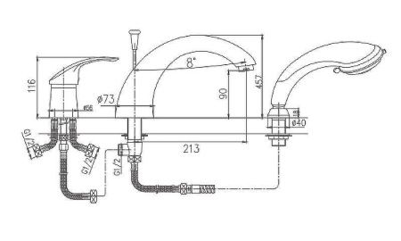 Смеситель Haiba HB21 HB1121 на борт ванны хром