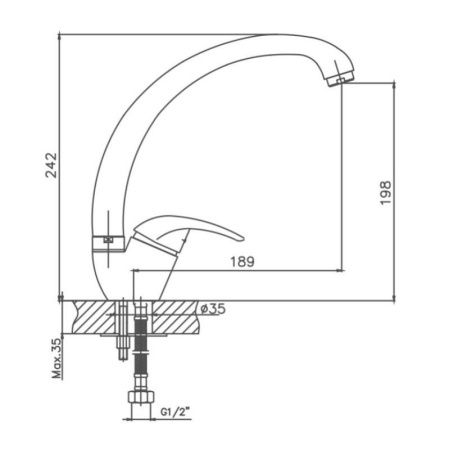 Смеситель для кухни Cron CN4129 на мойку хром