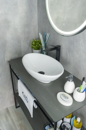 Раковина керамическая Gid Lago 51109 50х30 накладная цвет белый без отверстий под смеситель