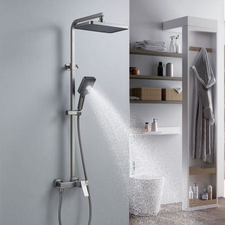 Душевая стойка Shevanik S4636T настенная цвет оружейная сталь