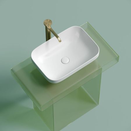 Раковина из сантехнического фарфора Ceramica Nova ELEMENT CN6055MW 50х40 накладная цвет белый без отверстий под смеситель